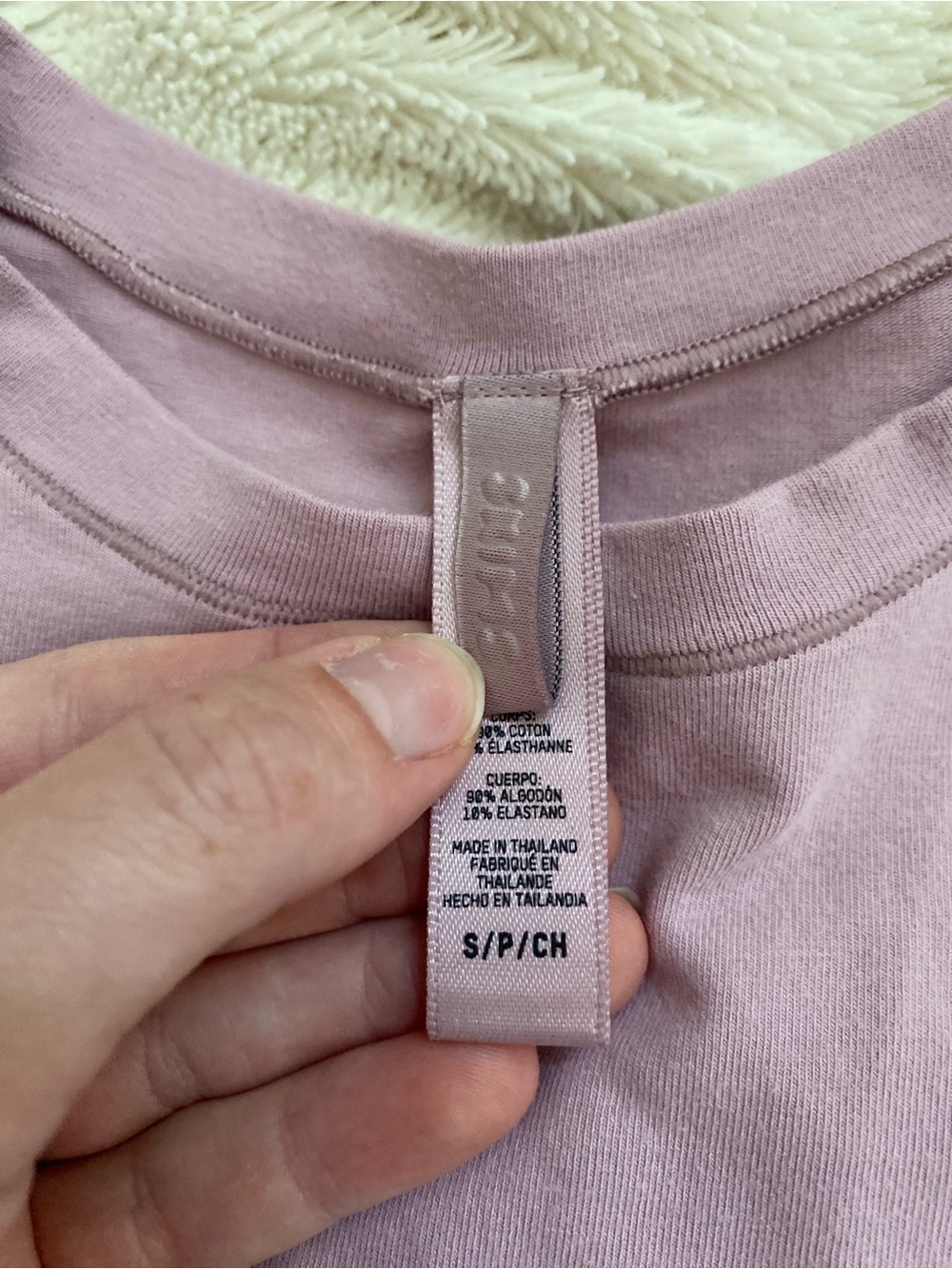 Skims stretch long sleeve cotton jersey crewneck shirt Dusk pink Sz S - Picture 6 of 6